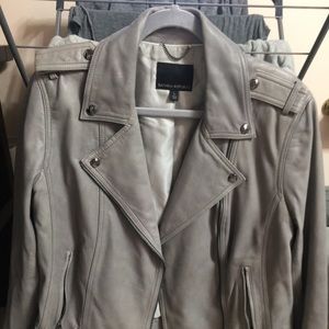 Banana Republic Grey Leather Moto Jacket New L